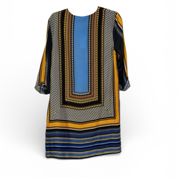 🔥NEW Grace Elements Boho Geometric 3/4 length sleeve shift dress. Knee length - Picture 3 of 6